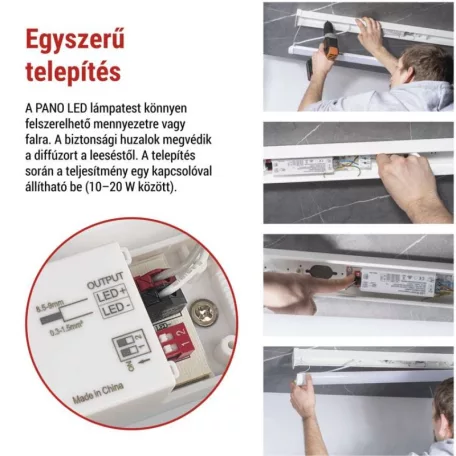 LED lineáris lámpatest PANO 20W, semleges fehér