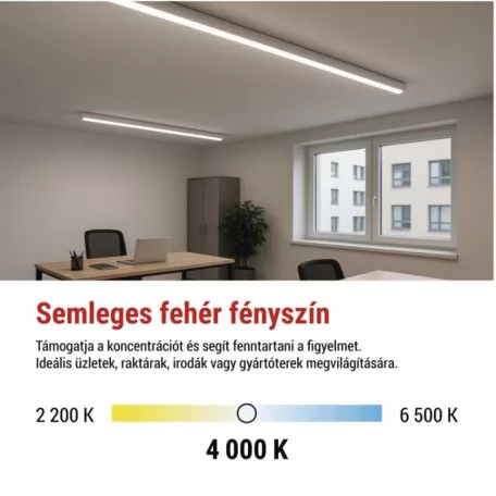 LED lineáris lámpatest PANO 20W, semleges fehér