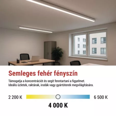 LED lineáris lámpatest PANO 50W, semleges fehér
