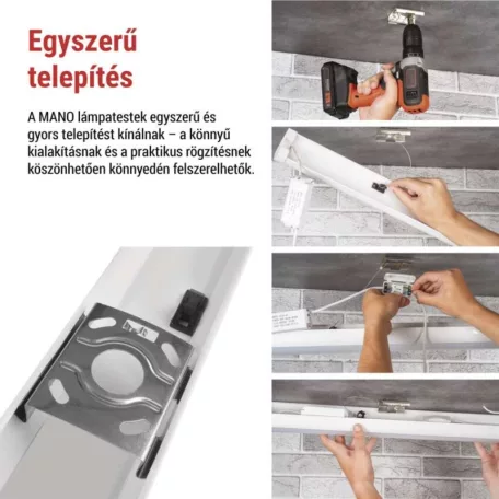 LED lineáris lámpatest MANO 20W, semleges fehér