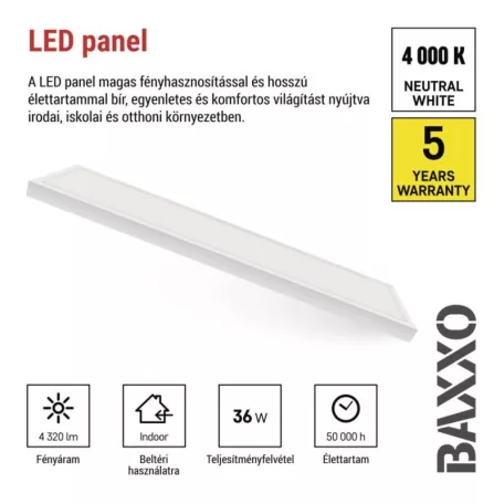 EMOS LED panel BAXXO felületi szerelés 36W 4320lm IP20 természetes fehér