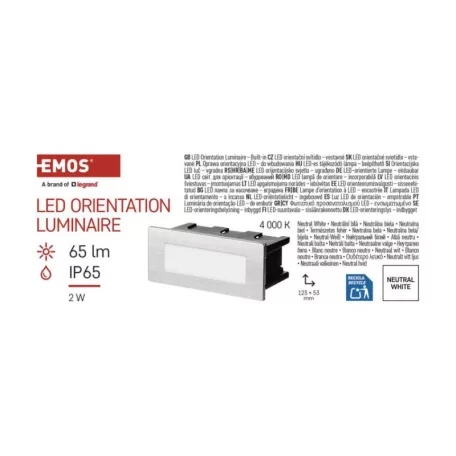 EMOS LED irányfény beépíthető AMAL, négyzet 2W IP65 természetes fehér