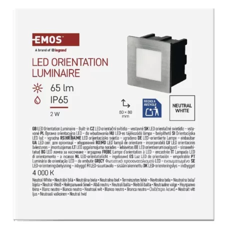 EMOS LED irányfény beépíthető AMAL, négyzet 2W IP65 természetes fehér