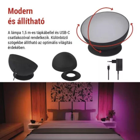 GoSmart LED hangulatlámpa, fekete, meleg fehér–hideg fehér/ RGB, WiFi