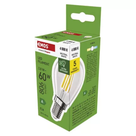 LED izzó Filament Mini Globe  A CLASS/ E14 / 3,8 W (60 W) / 806 lm / Természetes fehér