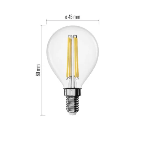 LED izzó Filament Mini Globe / E14 / 3,4 W (40 W) / 470 lm / Természetes fehér