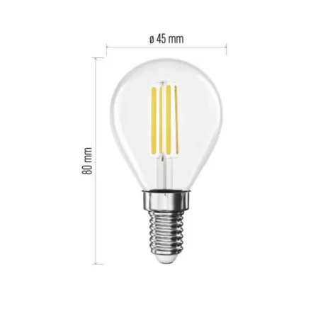 LED izzó Filament Mini Globe  / E14 / 7 W (75 W) / 1055 lm / meleg fehér