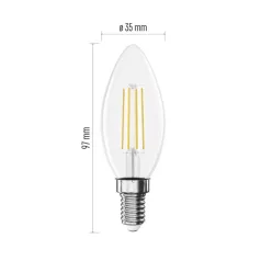   LED izzó Filament gyertya / E14 / 3,4 W (40 W) / 470 lm / Természetes fehér
