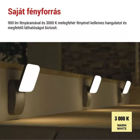 LED kerti fali lámpa NIKA, 12 x 12 x 20 cm, 12,5 W, meleg fehér