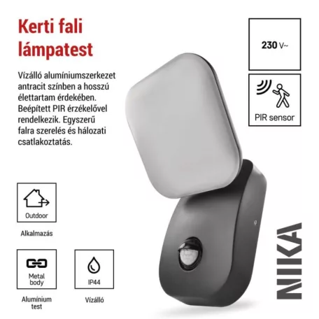 LED kerti fali lámpa NIKA szürkületérzékelővel, 12 x 12 x 20 cm, 12,8 W, meleg fehér