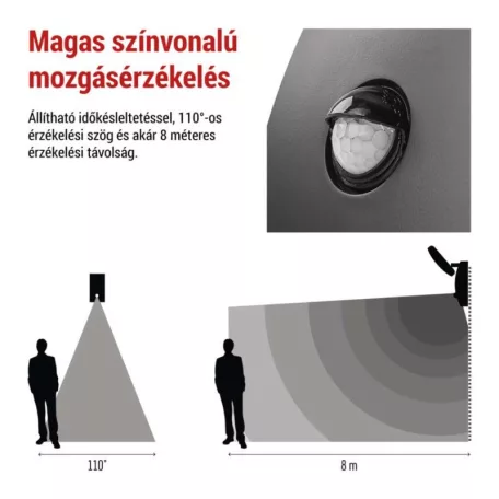 LED kerti fali lámpa NIKA szürkületérzékelővel, 12 x 12 x 20 cm, 12,8 W, meleg fehér