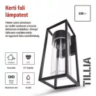Kerti fali lámpa TILLIA, 12,8 x 11 x 27 cm, 1 x E27, 15 W