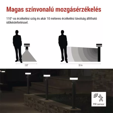 LED napelemes kerti lámpa TERION szürkületérzékelővel, 12,5 x 12,5 x 50 cm