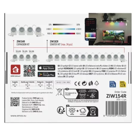 GoSmart LED reflektor - 85 cm-es lánc, 4 rész, 7 W, RGBIC+CCT, dimmelhető, WiFi
