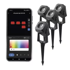   GoSmart kültéri LED spotlámpa, kezdő készlet, 4 darab, 7 W, RGBIC dimmelhető, WiFi