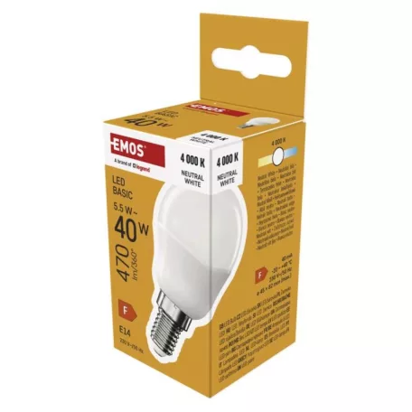 LED izzó Basic Mini Globe / E14 / 5,5 W (40 W) / 470 lm / Természetes fehér