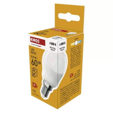 LED izzó Basic MINI GLOBE E14 / 8,8 W (60 W) / 806 lm / Természetes fehér