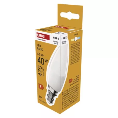 LED izzó Basic gyertya / E14 / 5,5 W (40 W) / 470 lm / Semleges fehér