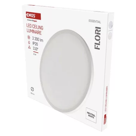 LED felületi lámpatest FLORI kerek, fehér, 22W, semleges fehér