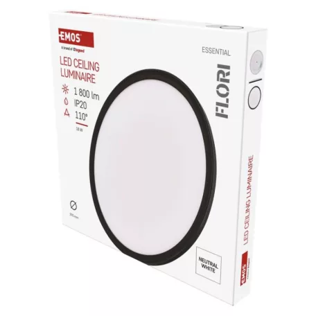 LED felületi lámpatest FLORI fekete, fehér, 18W, semleges fehér