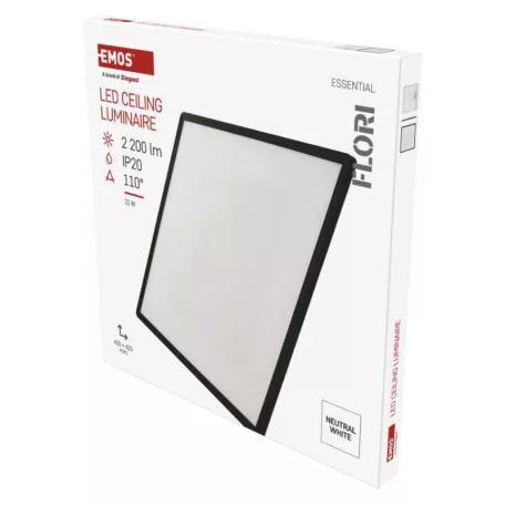 LED felületi lámpatest FLORI négyzet, fehér, 22W, semleges fehér