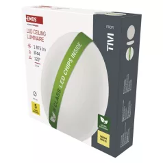   LED mennyezeti lámpatest TIVI, B CLASS, kerek, fehér 12,5W, IP44, Meleg fehér