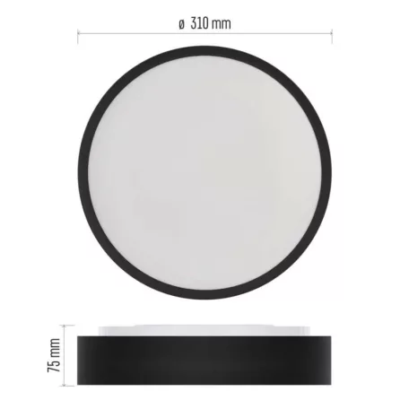 LED felületi lámpatest RORI kerek, fekete, 17W, CCT