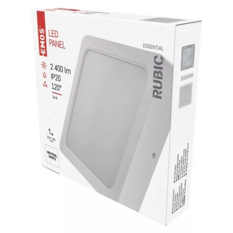 LED felületi lámpatest RUBIC, négyzet, fehér, 24W, természetes fehér