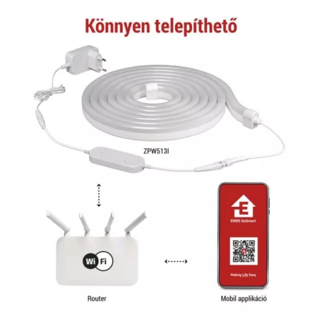 GoSmart Rugalmas LED szalag NEON fehér, 5 m, 33 W, RGBIC dimmelhető, WiFi