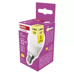   LED izzó Classic Mini Globe / E14 / 2,5 W (32 W) / 350 lm / Meleg fehér