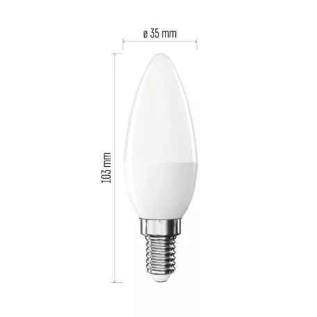 LED izzó Classic gyertya / E14 / 4,2 W (40 W) / 470 lm / Hideg fehér