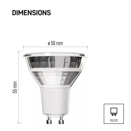 LED izzó Classic MR16 ezüst/ GU10 / 3 W (32 W) / 345 lm / Meleg fehér