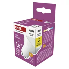   LED izzó Classic MR16 fehér/ GU10 / 1,3 W (16 W) / 150 lm / Természetes fehér