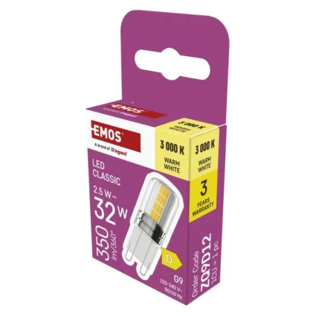 LED izzó Classic JC / G9 / 2,5 W (32 W) / 350 lm / meleg fehér