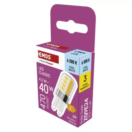 LED izzó Classic JC / G9 / 4,2 W (40 W) / 470 lm / Hideg fehér