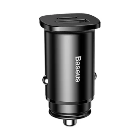 Baseus Square Metal PPS autós gyorstöltő 30W, USB Type-A + USB Type-C, fekete