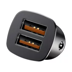   Baseus Square Metal autós gyorstöltő 30W, 2×USB Type-A, fekete
