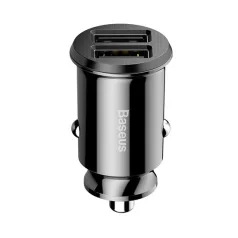 Baseus Grain autóstöltő 3,1 A, 2×USB Type-A, fekete