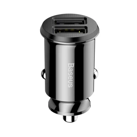 Baseus Grain autóstöltő 3,1 A, 2×USB Type-A, fekete