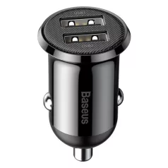 Baseus Grain Pro autóstöltő 24W, 2×USB Type-A, fekete