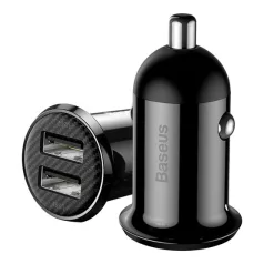 Baseus Grain Pro autóstöltő 24W, 2×USB Type-A, fekete