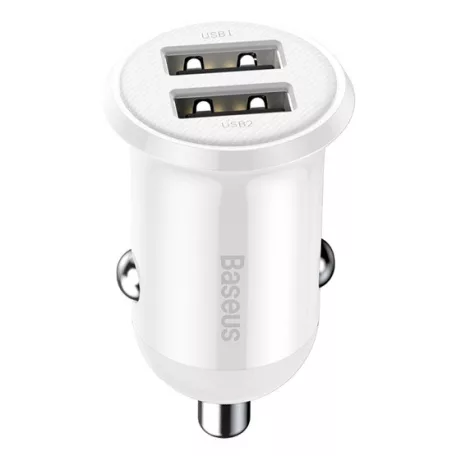 Baseus Grain Pro autóstöltő 24W, 2×USB Type-A, fehér