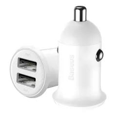Baseus Grain Pro autóstöltő 24W, 2×USB Type-A, fehér
