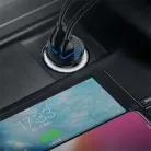 Baseus Circular Plastic autós gyorstöltő 30W, USB Type-A + USB Type-C, fekete