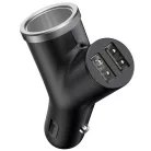 Baseus Y Type autóstöltő 17W, 2×USB Type-A + szivargyújtó kimenet, fekete
