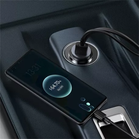 Baseus Share Together PPS autós gyorstöltő 120W, 3×USB Type-A + USB Type-C, beépített kábel, 1,5 m, szürke