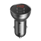 Baseus Digital Display autóstöltő 24W, 2×USB Type-A, szürke