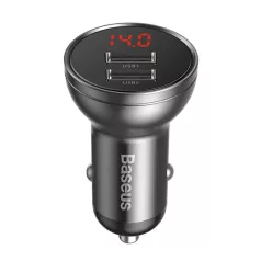   Baseus Digital Display autóstöltő 24W, 2×USB Type-A, szürke