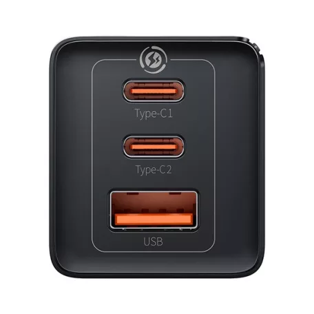 Baseus GaN5 Pro hálózati gyorstöltő 65W, 2×USB Type-C + USB Type-A, fekete + 100W USB Type-C, 1m kábel