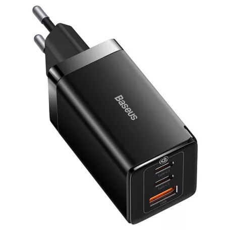 Baseus GaN5 Pro hálózati gyorstöltő 65W, 2×USB Type-C + USB Type-A, fekete + 100W USB Type-C, 1m kábel